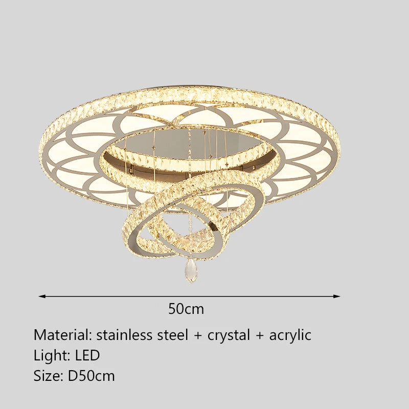 Nordic Minimalist Luxury Crystal Led Ceiling Chandelier Living Dining Room Bedroom Ceiling Lamps Home Decor Crystal Pendant Lamp