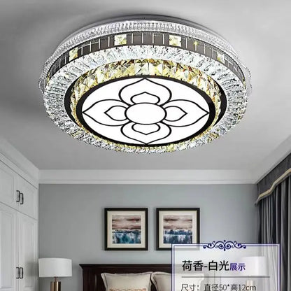 Silver Crystal LED Chips Crystal Lamp Lighting Fixture LED Circle Light Diameter 500mm Pendant in Bedroom Living Room