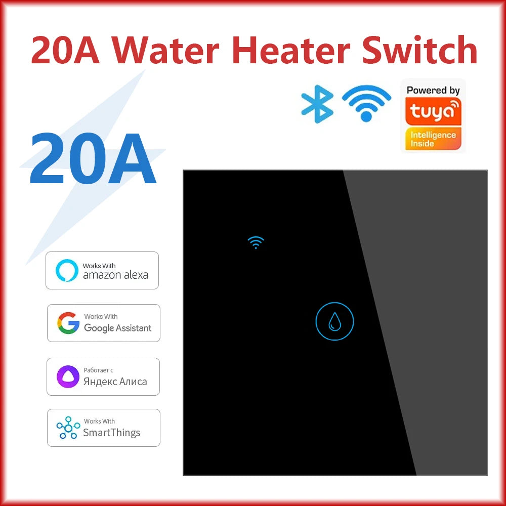 Tuya Smart Wifi Water Heater Boiler Touch Switch 220V Air Conditioner Light Timing EU for Alexa Google Home 20A/40A Switches