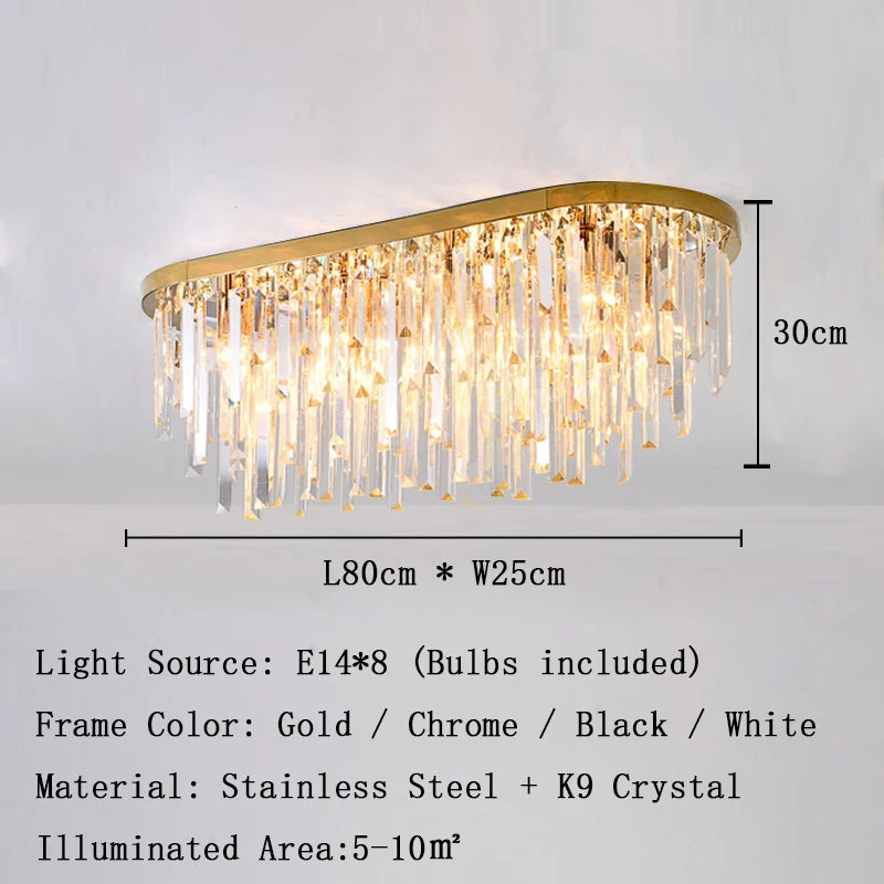 Crystal Square Ceiling Lights New Gold Lamps Modern Plafonnier LED Lighting for Living Room Luxury Lustres Home Decor Luminaria