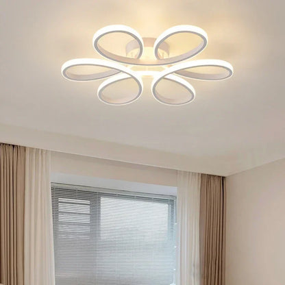 Modern LED Ceiling Lamp Aluminum 30/60CM Blac/White Flower Light For Bedroom Living Room Study Hotel Home Lighting Luminaires