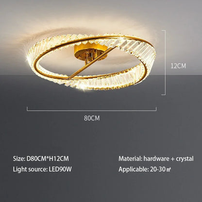 Modern LED Ceiling Light Crystal Rings Lamp Dimmable Gold Lustre for Living Dining Room Bedroom Indoor Home Decoration Fixtures