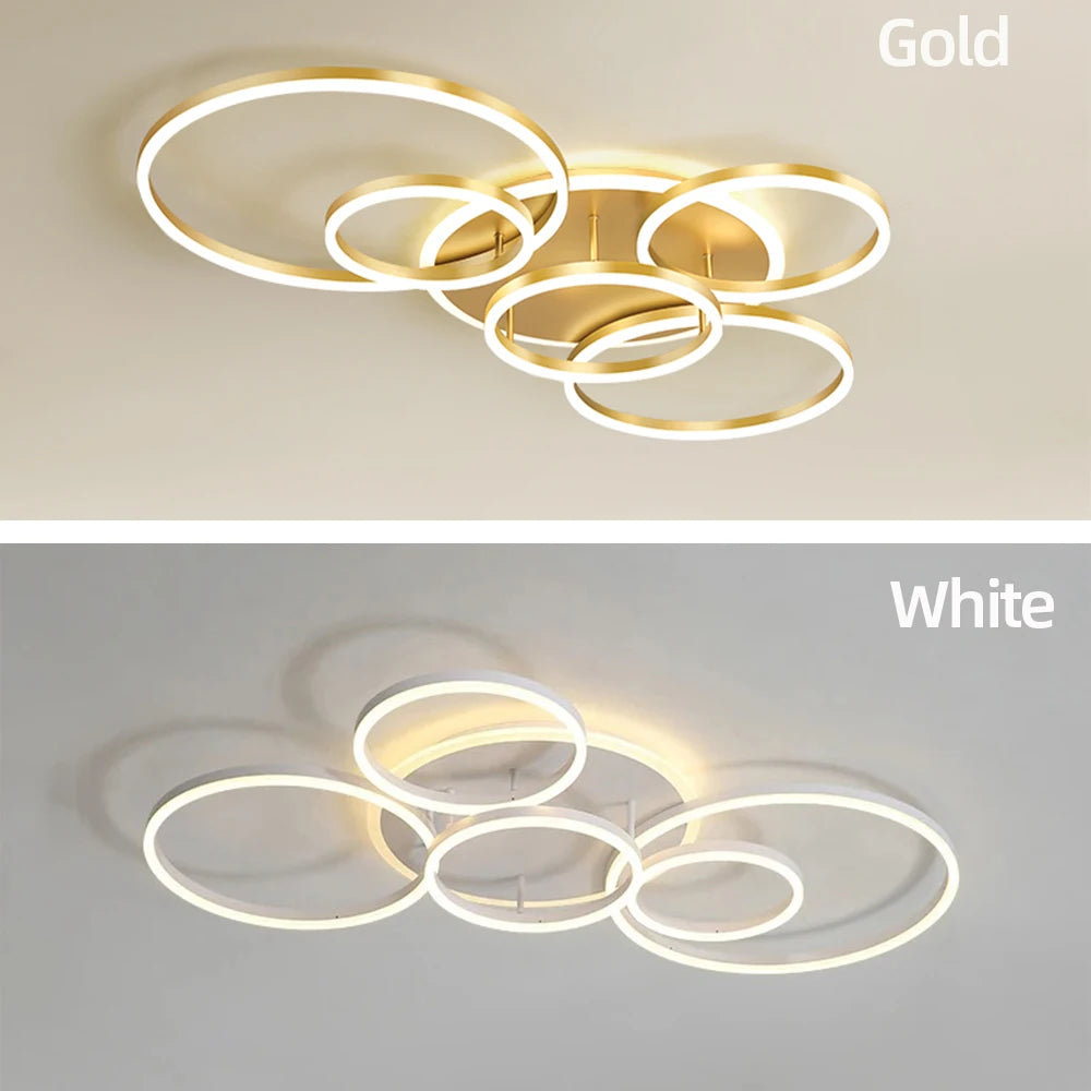 Modern chandelier Led Circle Ring Ceiling Lights For Living Room Bedroom Study Room Ceiling Lamp Black/White/Golden pendant Lamp