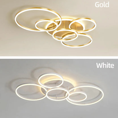 Modern chandelier Led Circle Ring Ceiling Lights For Living Room Bedroom Study Room Ceiling Lamp Black/White/Golden pendant Lamp