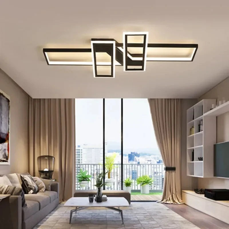 Modern LED Chandeliers Lighting Fixtures With Remote Control Black Lustre Ceiling Lamp for Living Room Bedroom Kitchen Home