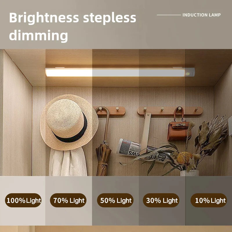 20-80cm LED Motion Sensor Light Night Wireless Lamp USB Rechargeable Wall Under Cabinet Bedroom For Kitchen Wardrobe Battery