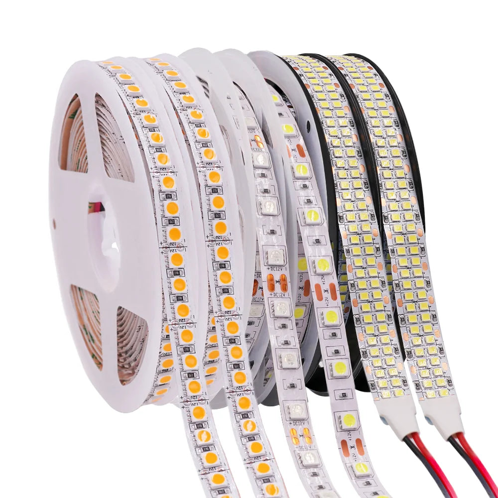 12V 24V LED Strip 5050 5054 LED Tape Diode 5M 60 120 240 480LEDs/m SMD2835 Waterproof Ribbon Home Room Decor Warm Natural White