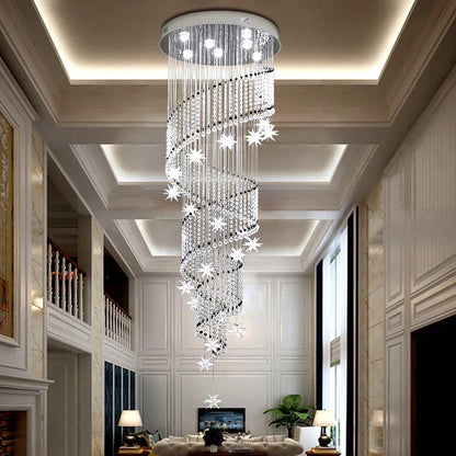 Modern Crystal Chandelier Moon And Star Spiral Shape Design Chandeliers For Lobby Stair Lighting Lamps