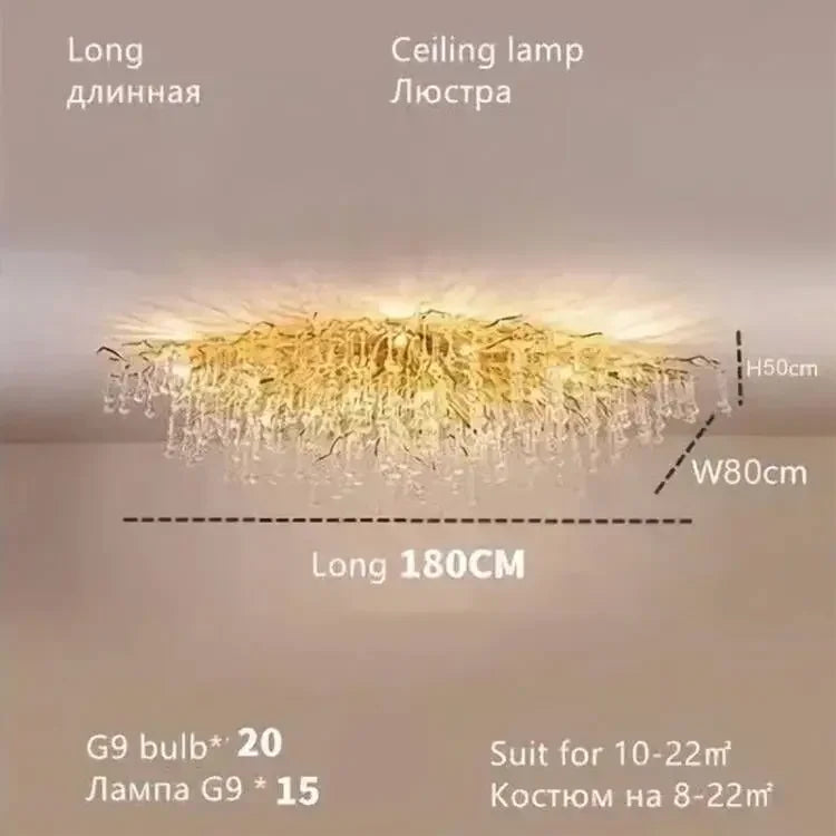 Modern Branch Crystal Chandeliers Gold Luxury Lighting Chandelier for Bedroom  Dining Living Room Kitchen Light