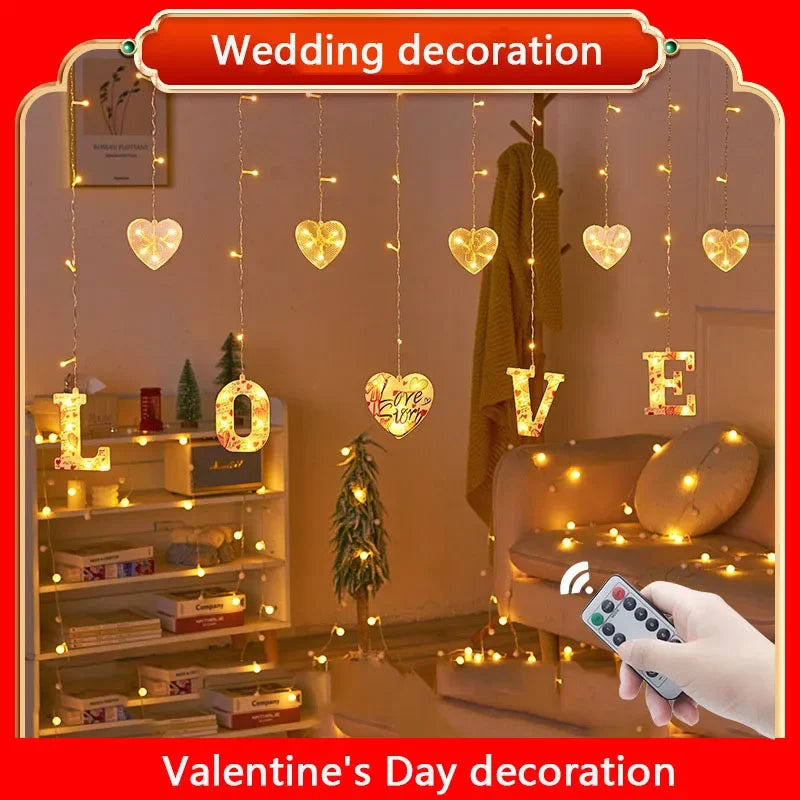 Wedding Decoration Led Fairy String Lights Garland Curtain for Valentine Day Gift Party Home Room New Year Christmas Decor 2024