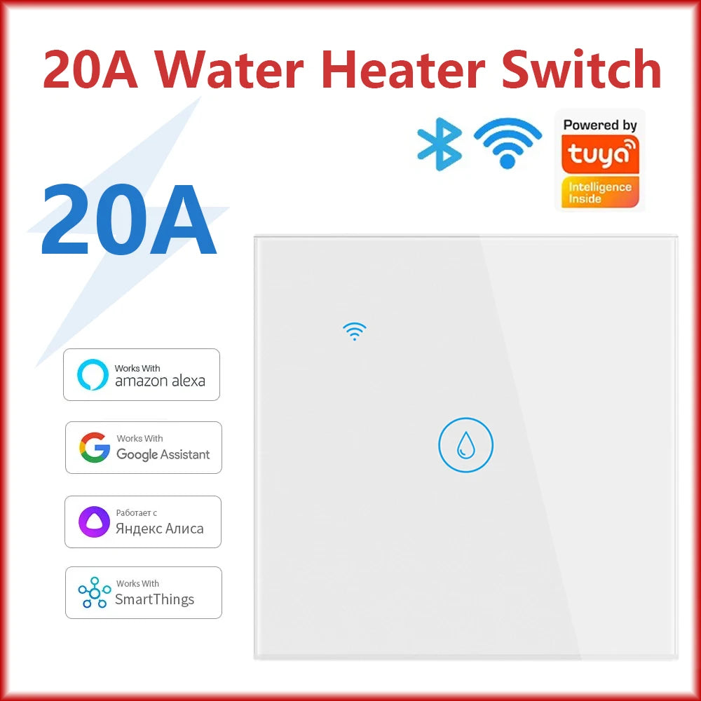 Tuya Smart Wifi Water Heater Boiler Touch Switch 220V Air Conditioner Light Timing EU for Alexa Google Home 20A/40A Switches