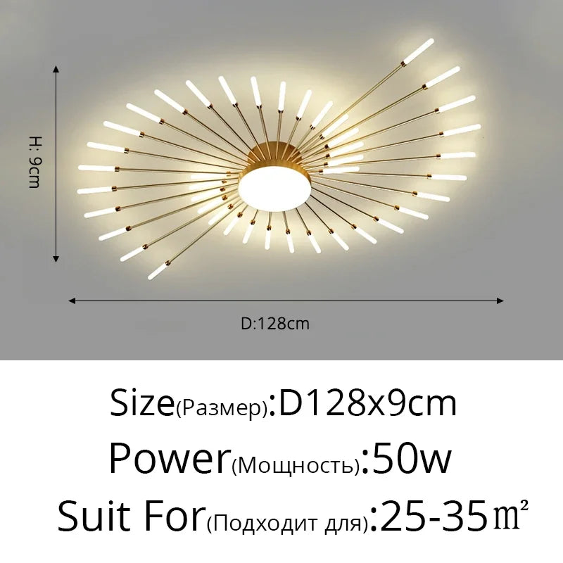 Modern Led Ceiling Chandelier Lights For Bedroom Living Room Minimalist Fireworks Led Ceiling Lamp Chandeliers Black