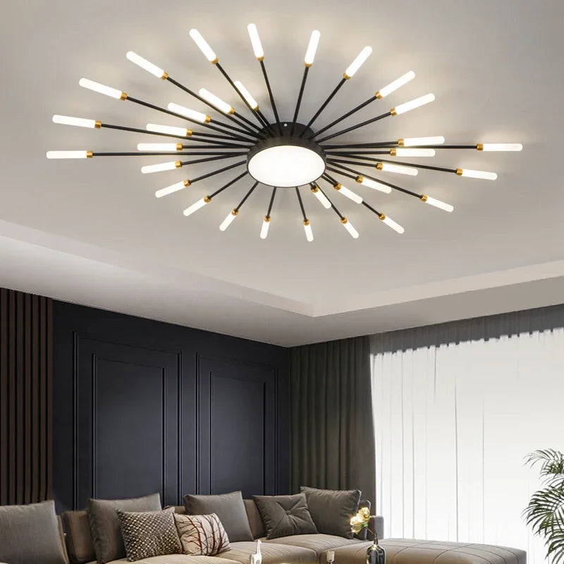 Modern Led Ceiling Chandelier Lights For Bedroom Living Room Minimalist Fireworks Led Ceiling Lamp Chandeliers Black