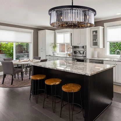 Dining Room Crystal chandelier, 9 lights modern black crystal chandelier, bedroom farmhouse chandelier, hallway ceiling lighting