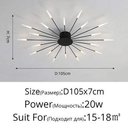 Modern Led Ceiling Chandelier Lights For Bedroom Living Room Minimalist Fireworks Led Ceiling Lamp Chandeliers Black