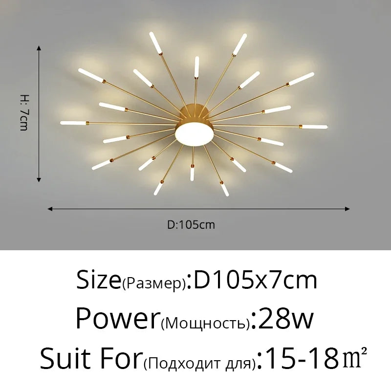 Modern Led Ceiling Chandelier Lights For Bedroom Living Room Minimalist Fireworks Led Ceiling Lamp Chandeliers Black