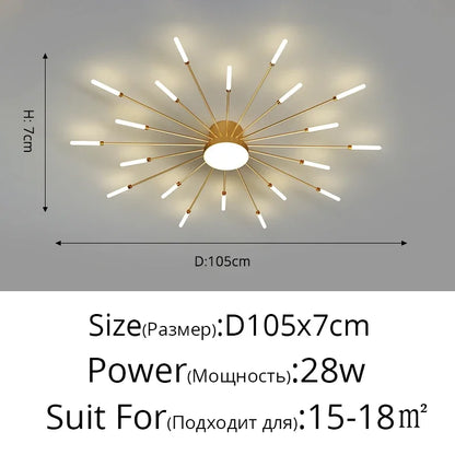 Modern Led Ceiling Chandelier Lights For Bedroom Living Room Minimalist Fireworks Led Ceiling Lamp Chandeliers Black