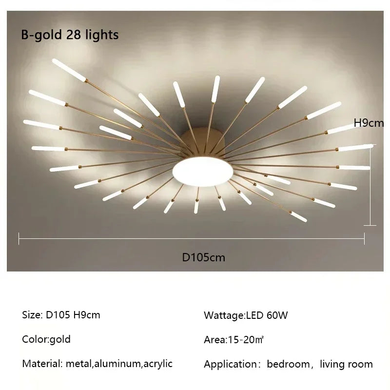 Modern Spiral Firework Led Chandelier Lighting Living Dining Room Ceiling Lights Luminaria Home Decor Bedroom Loft Dimmable Lamp