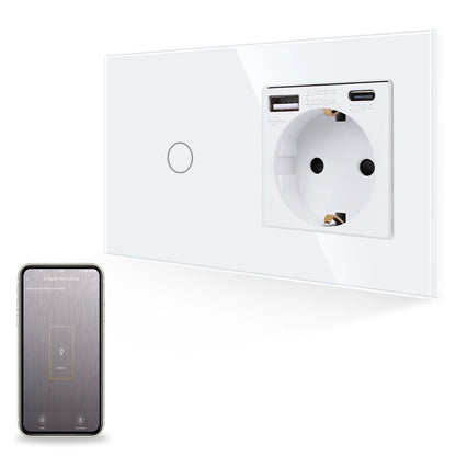 Wifi Light Switch Plus EU Wall USB Socket Type-c Smart Touch Switches 1/2/3Gang Smart Life Google Alexa App Control