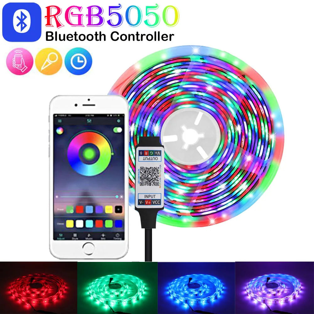 1m-30m USB WS2812B 5050 RGBIC LED Strip Bluetooth App Chasing Effect Lights Flexible WS2812 Tape TV BackLight Room Decorate DC5V