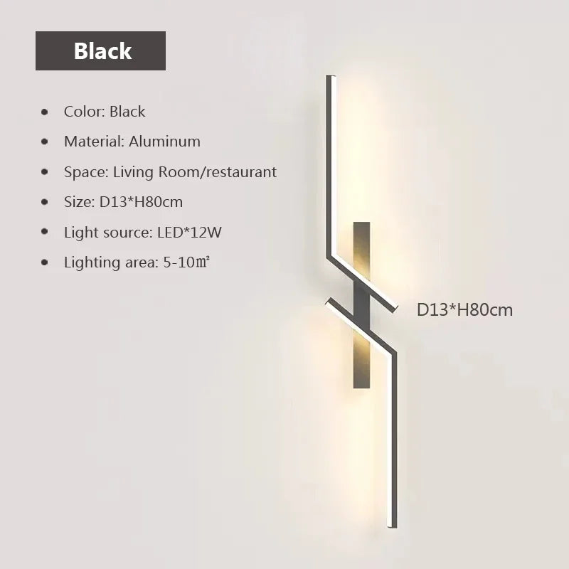 LED Wall Lamp Modern Minimalist Strip Wall Decor Lights Lighting For Bedroom Bedside Living Room TV Sofa Lobby Background Decor