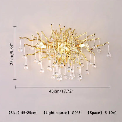 Modern Branch Crystal Chandeliers Gold Luxury Lighting Chandelier for Bedroom  Dining Living Room Kitchen Light