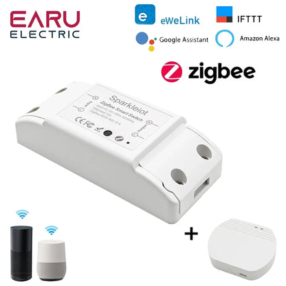 WiFi Zigbee 10A Smart Switch Breaker Module Wireless Remote Switch Alexa Google Home by Tuya eWeLink APP Remote Voice Control