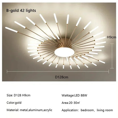 Modern Spiral Firework Led Chandelier Lighting Living Dining Room Ceiling Lights Luminaria Home Decor Bedroom Loft Dimmable Lamp