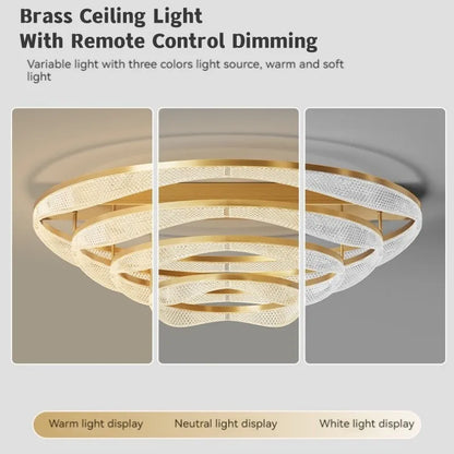 Nordic Brass Led Ceiling Lamp Lights For Living Room Bedroom Foyer Copper Modern Minimalist Ring Led Ceiling Chandelier Light