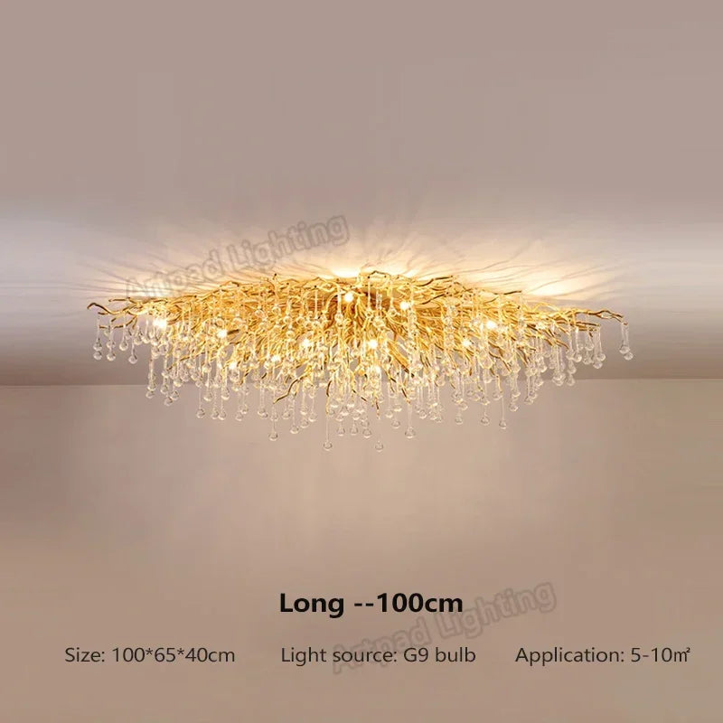 Modern Branch Crystal Chandeliers Gold Luxury Lighting Chandelier for Bedroom  Dining Living Room Kitchen Light