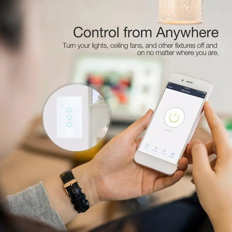 Tuya US WiFi Smart Wall Switch Neutral Wire Required 1/2/3/4 Gang Smart Touch Switch Works With Smart Life APP Alexa Google Home