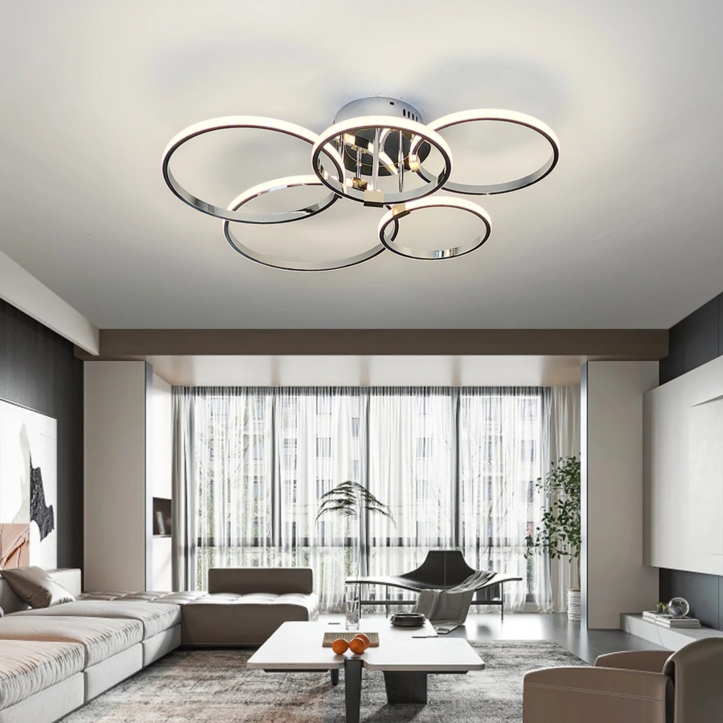 Modern Led Ceiling Light Gold/Chrome Dimmable Led Chandelier For Living Bedroom Kitchen 4-6 Ring Ceiling Chandelier lustres