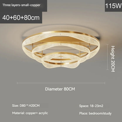 Nordic Brass Led Ceiling Lamp Lights For Living Room Bedroom Foyer Copper Modern Minimalist Ring Led Ceiling Chandelier Light