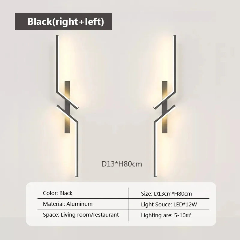 LED Wall Lamp Modern Minimalist Strip Wall Decor Lights Lighting For Bedroom Bedside Living Room TV Sofa Lobby Background Decor