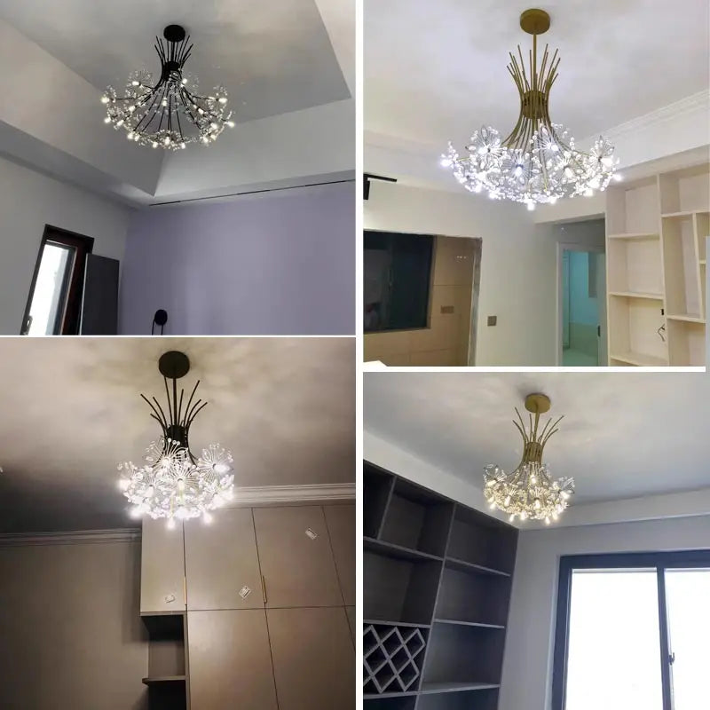 Ceiling Led Chandelier Modern Crystal Lamp Lustre Living Room Hanging Light Fixtures Kitchen Bedroom Home Decoration Black