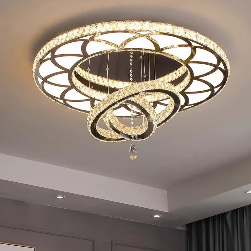 Nordic Minimalist Luxury Crystal Led Ceiling Chandelier Living Dining Room Bedroom Ceiling Lamps Home Decor Crystal Pendant Lamp