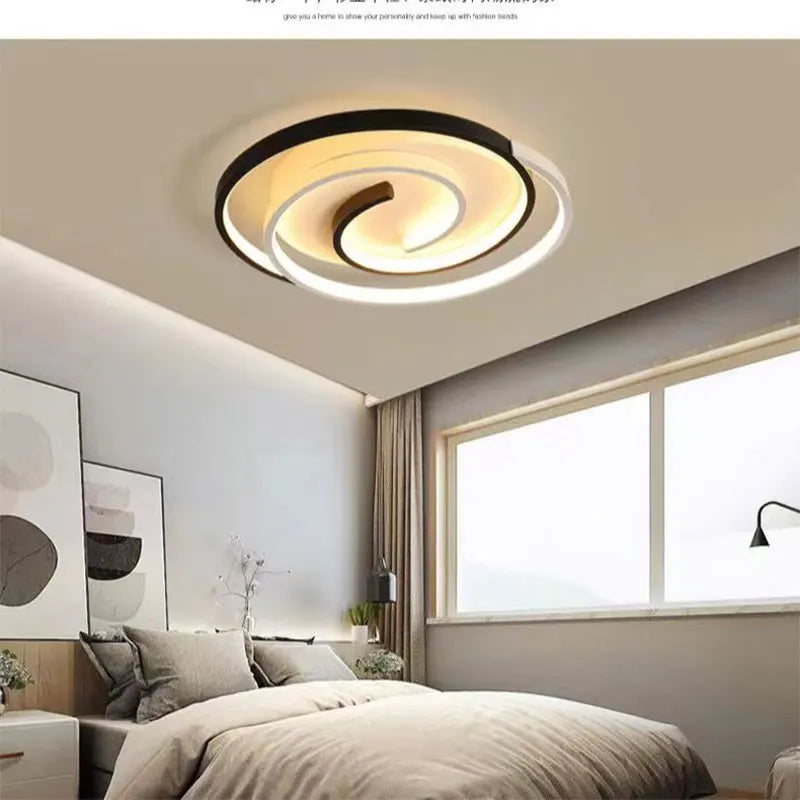 Bedroom Led Chandelier Light Black White Square Modern Ceiling Lamp Attic Living Room Dining Kitchen Interior