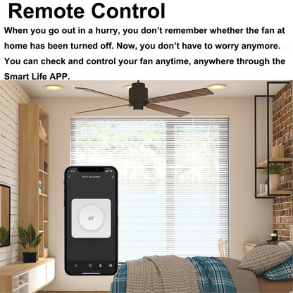 Smart Wifi Fan Switch 5 Speed Control EU Ceiling Fan Rotary/Knob Switches Tuya Remote for Alexa Google Home(Black)