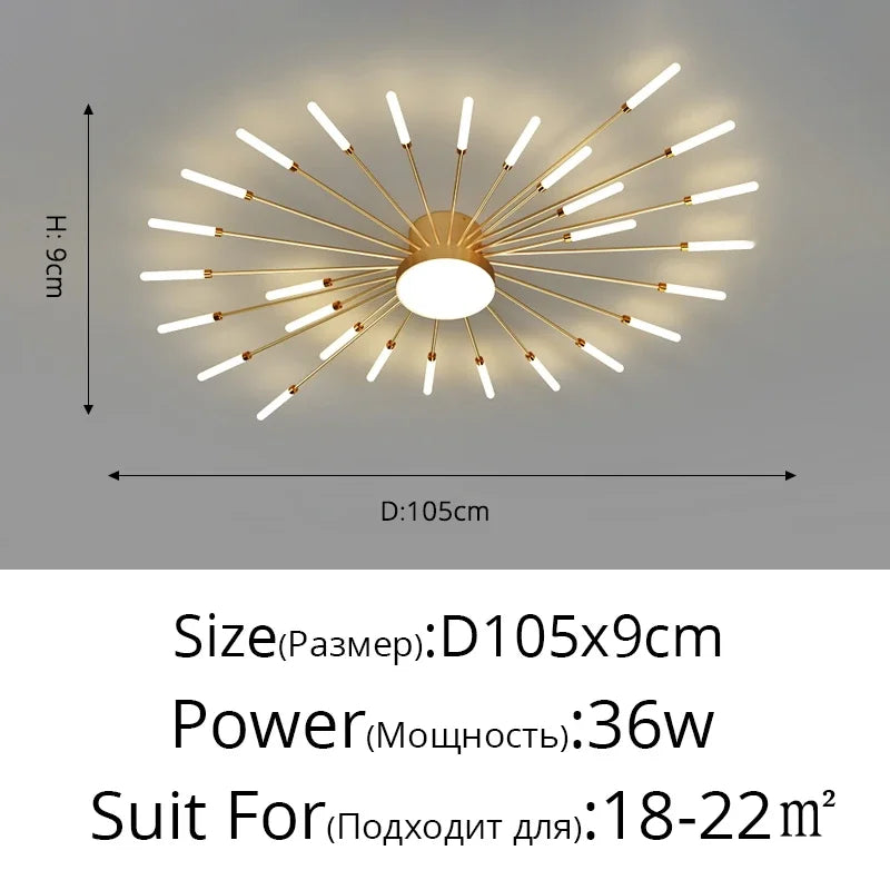 Modern Led Ceiling Chandelier Lights For Bedroom Living Room Minimalist Fireworks Led Ceiling Lamp Chandeliers Black