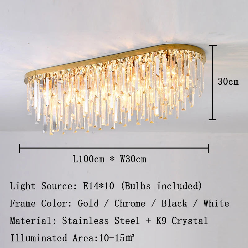 Crystal Square Ceiling Lights New Gold Lamps Modern Plafonnier LED Lighting for Living Room Luxury Lustres Home Decor Luminaria