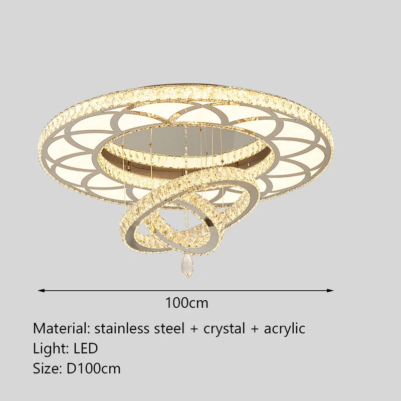 Nordic Minimalist Luxury Crystal Led Ceiling Chandelier Living Dining Room Bedroom Ceiling Lamps Home Decor Crystal Pendant Lamp