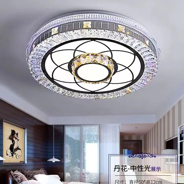 Silver Crystal LED Chips Crystal Lamp Lighting Fixture LED Circle Light Diameter 500mm Pendant in Bedroom Living Room