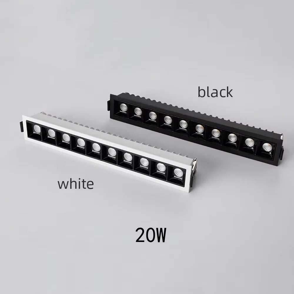 Aluminum Recessed Square Led Ceiling Grille Light 3W6W9W15W20W30W 110V 220V Led Linear Light CERR COB Spot Lamp Down light CRI97