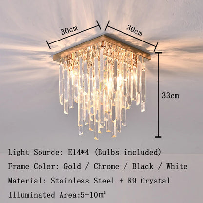 Crystal Square Ceiling Lights New Gold Lamps Modern Plafonnier LED Lighting for Living Room Luxury Lustres Home Decor Luminaria