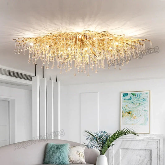 Modern Branch Crystal Chandeliers Gold Luxury Lighting Chandelier for Bedroom  Dining Living Room Kitchen Light