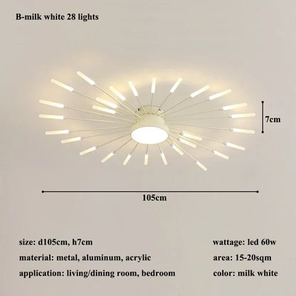 Modern Spiral Firework Led Chandelier Lighting Living Dining Room Ceiling Lights Luminaria Home Decor Bedroom Loft Dimmable Lamp