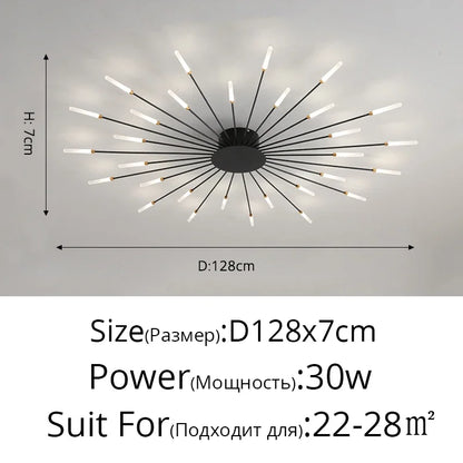 Modern Led Ceiling Chandelier Lights For Bedroom Living Room Minimalist Fireworks Led Ceiling Lamp Chandeliers Black