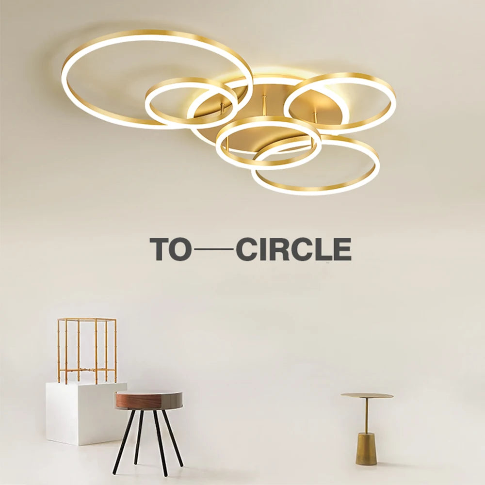 Modern chandelier Led Circle Ring Ceiling Lights For Living Room Bedroom Study Room Ceiling Lamp Black/White/Golden pendant Lamp