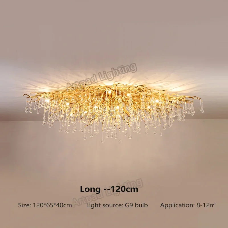 Modern Branch Crystal Chandeliers Gold Luxury Lighting Chandelier for Bedroom  Dining Living Room Kitchen Light