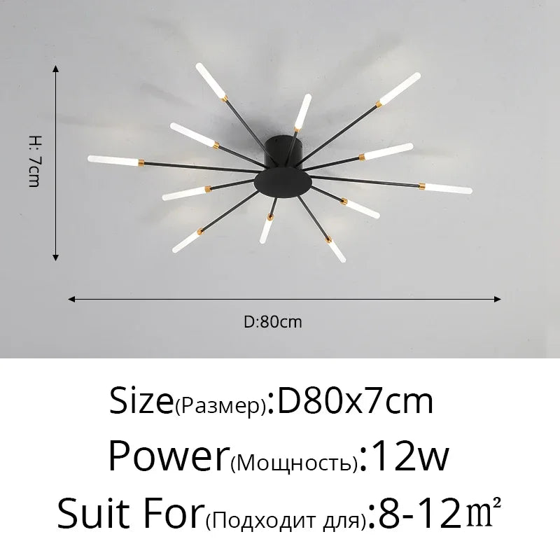 Modern Led Ceiling Chandelier Lights For Bedroom Living Room Minimalist Fireworks Led Ceiling Lamp Chandeliers Black